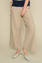 Pantalon large beige, longueur mollet