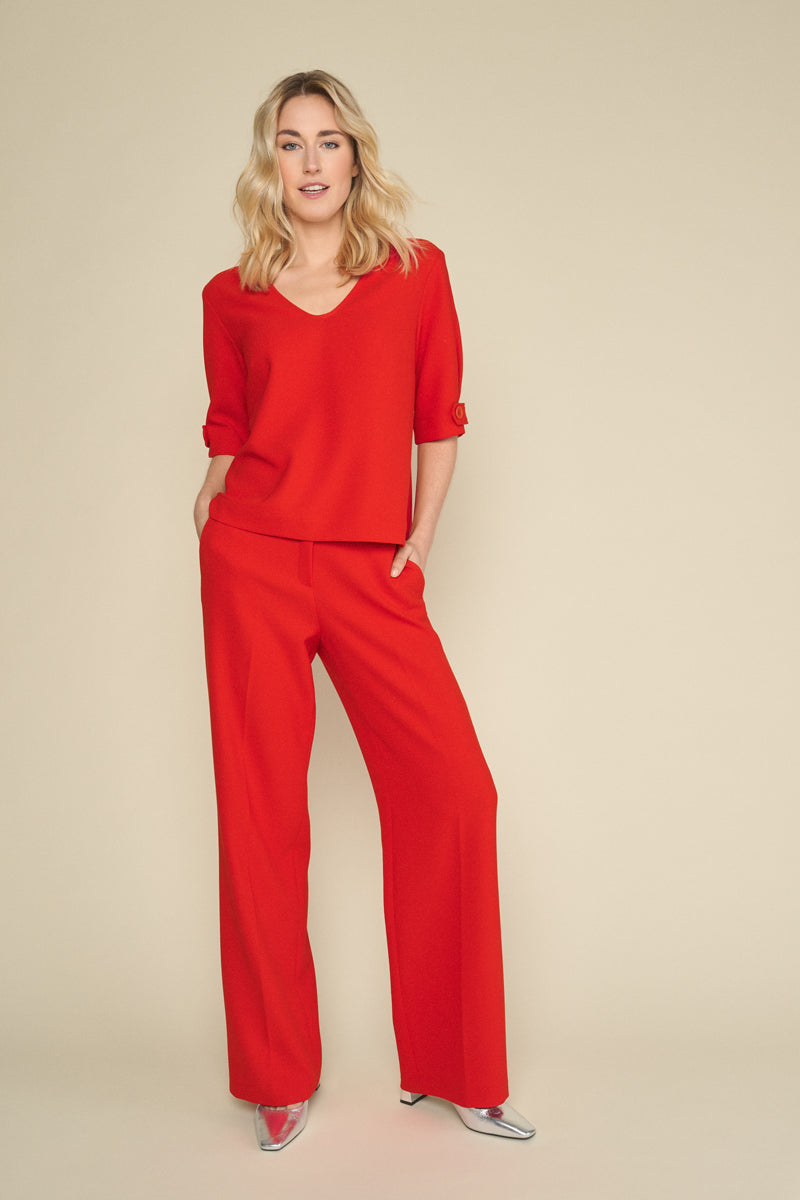 Pantalon droit rouge