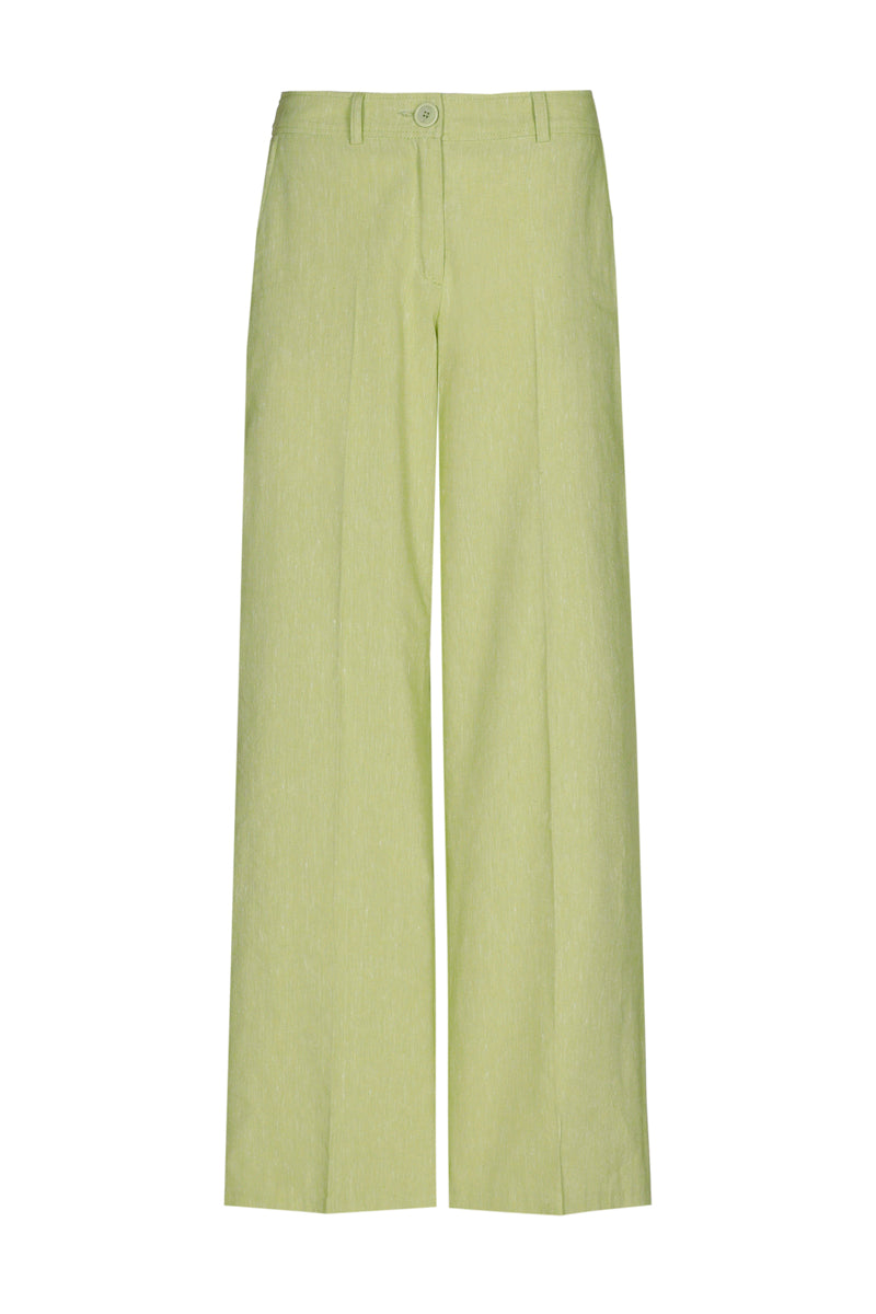 Green straight trousers with stretcher at the back waist