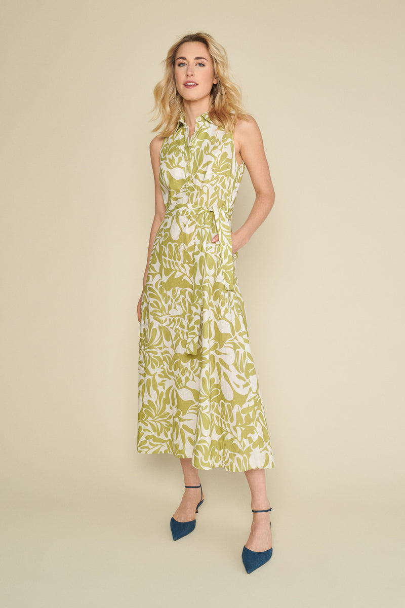 Robe longue sans manches à imprimé floral