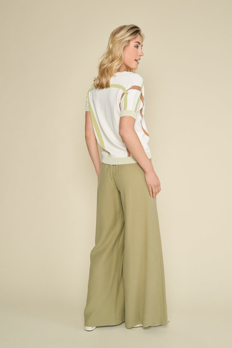 Green wide trousers in soft fabric