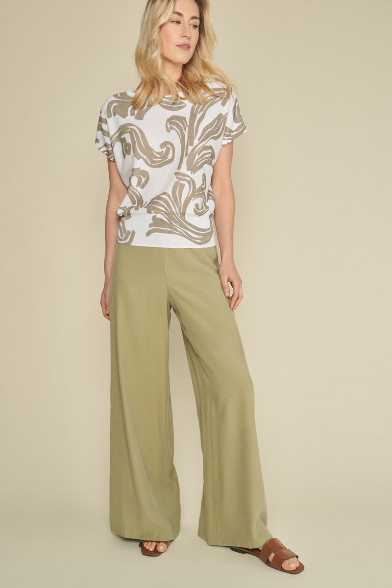 Green wide trousers in soft fabric