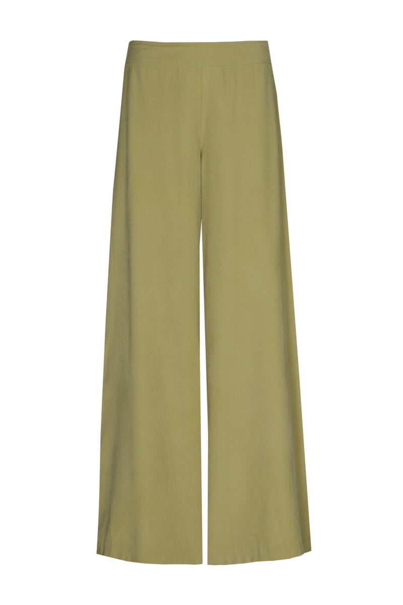 Green wide trousers in soft fabric