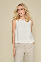 Sleeveless blouse-style bouclé fabric top