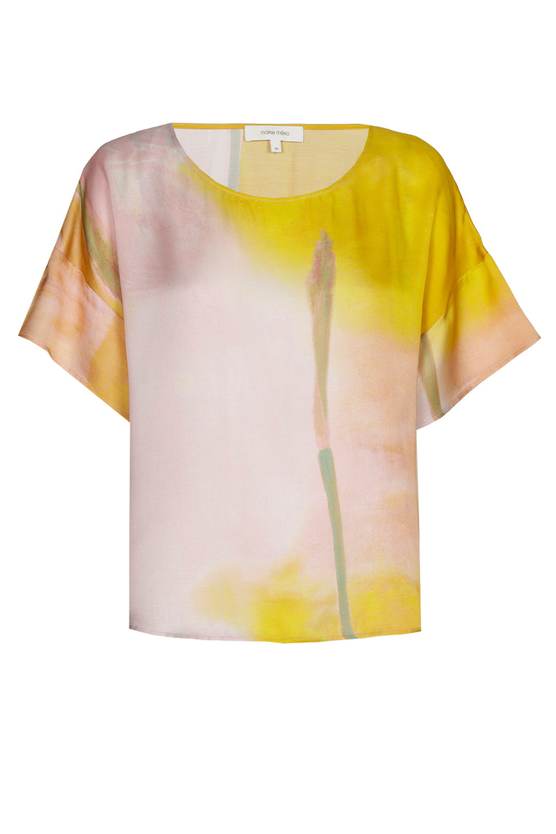 Blouse with yellow and pink print