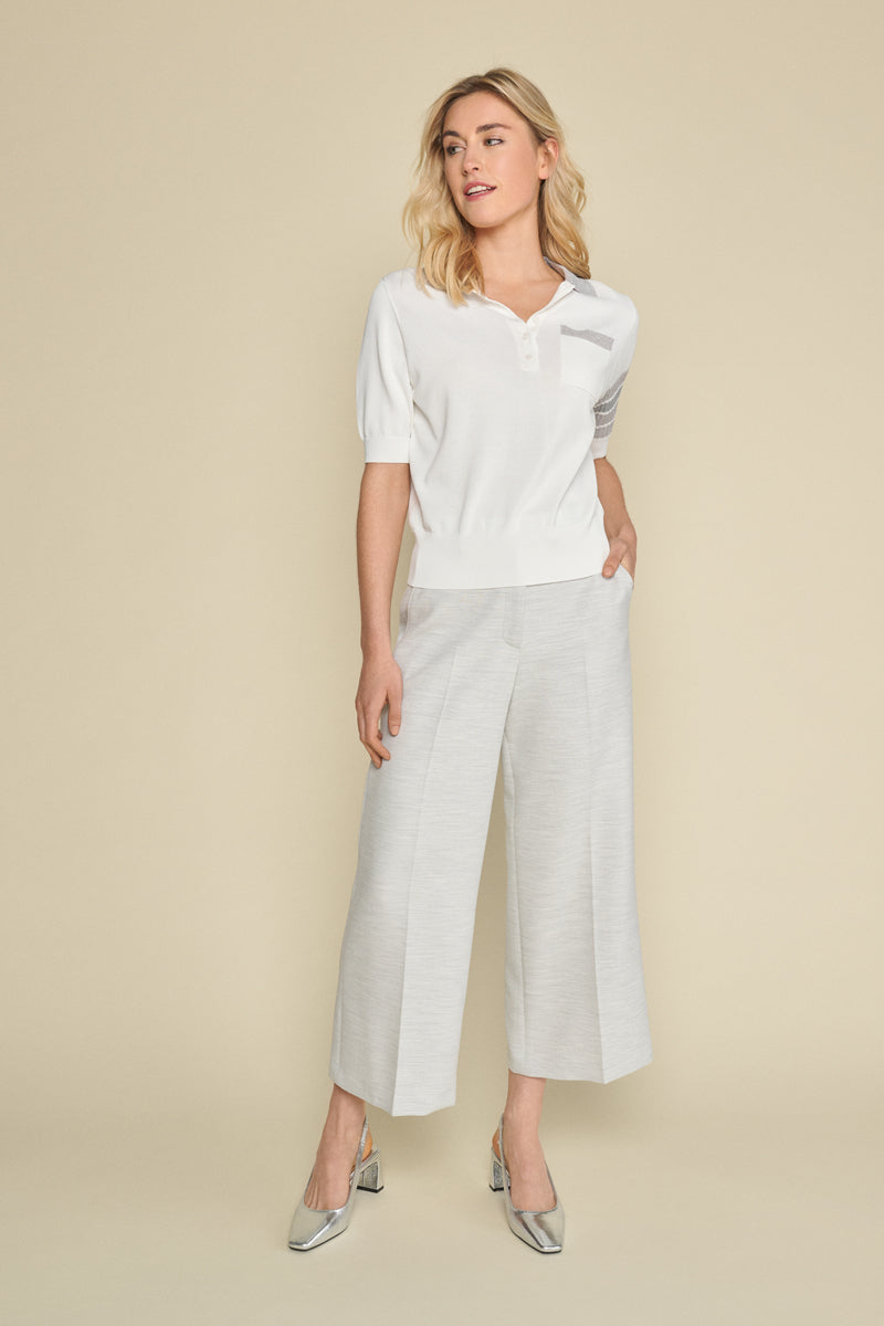 Wide-leg trousers with 7/8 lenght and stretch