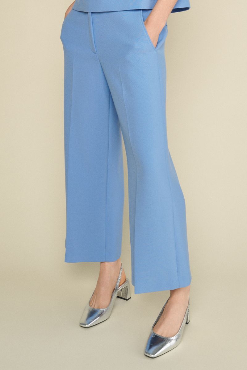 Lavender blue wide-leg calf-length trouser