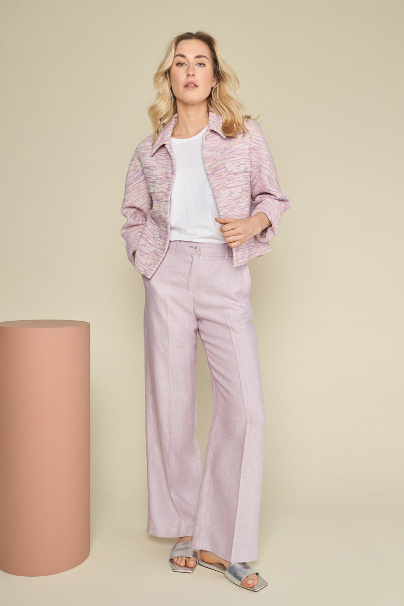 Jacket in loose fit with lilac and orange tones