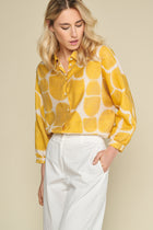 Blouse with stylish print in yellow