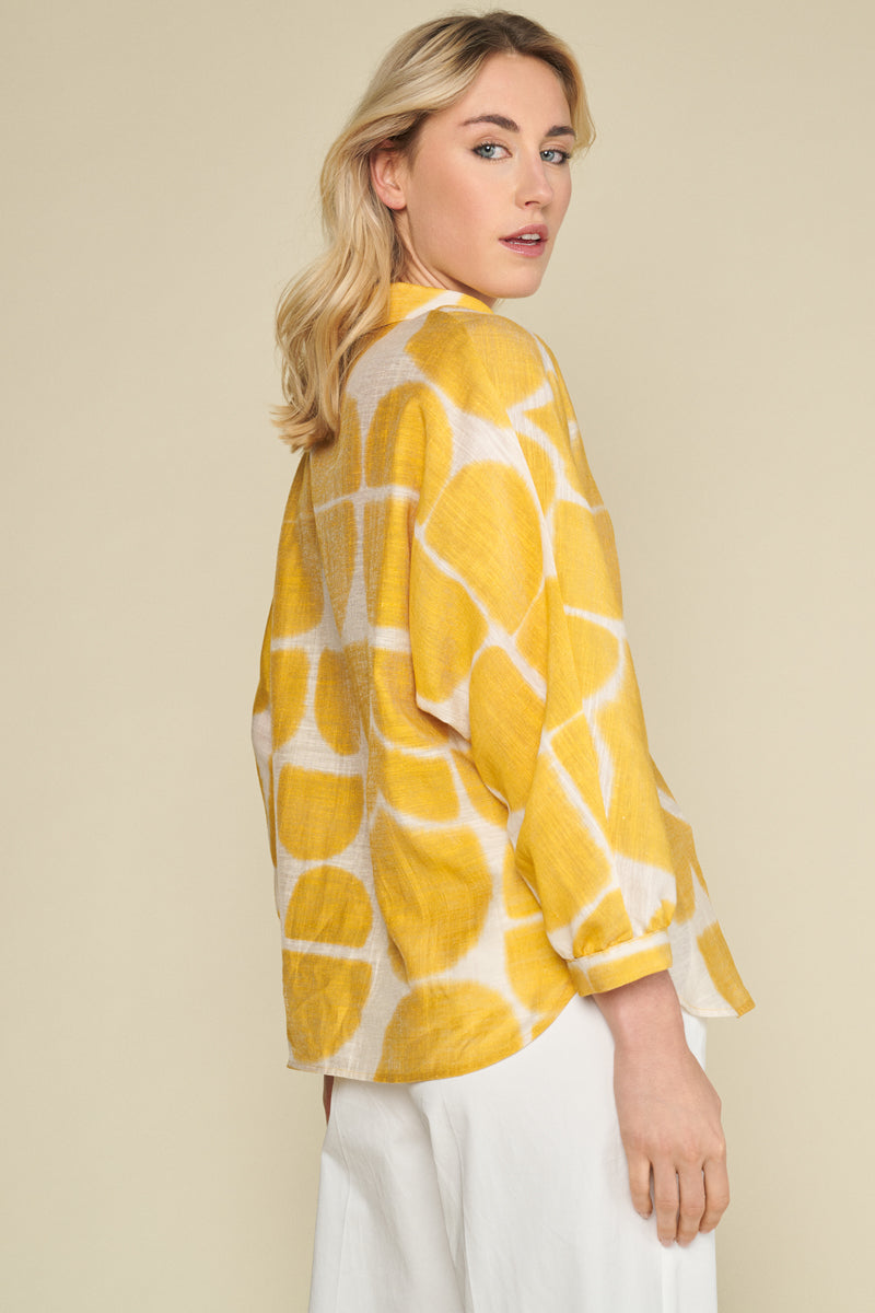 Blouse with stylish print in yellow