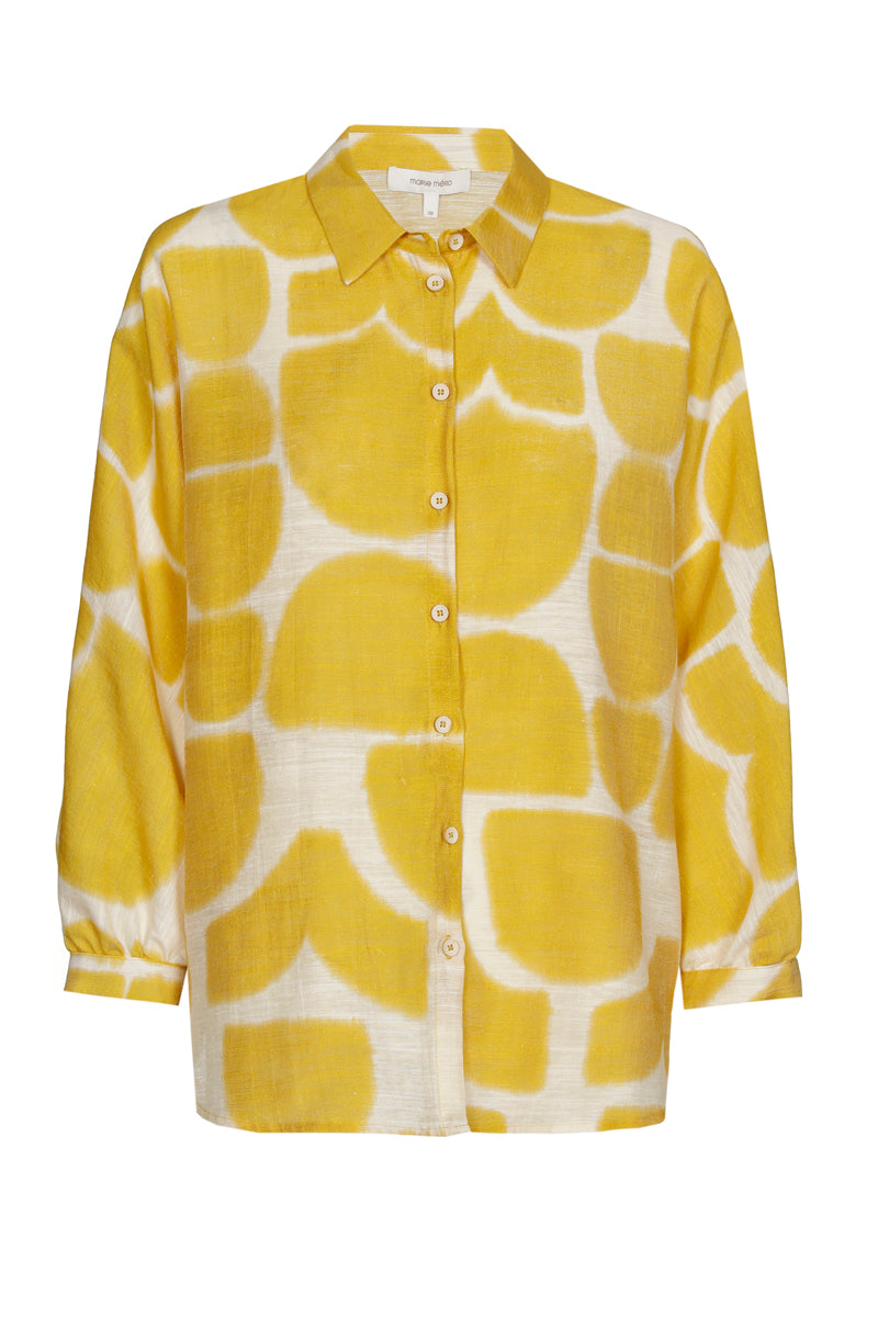 Blouse with stylish print in yellow