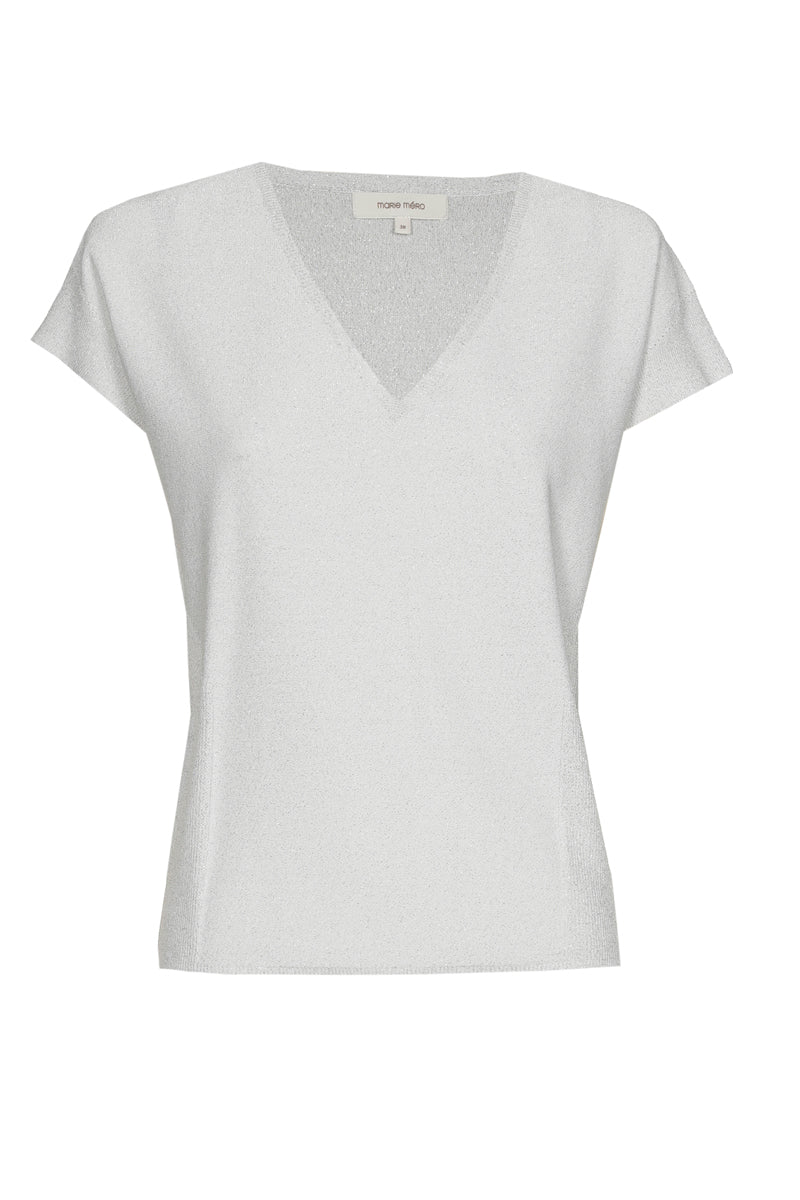 Top v-neck in grey with lurex