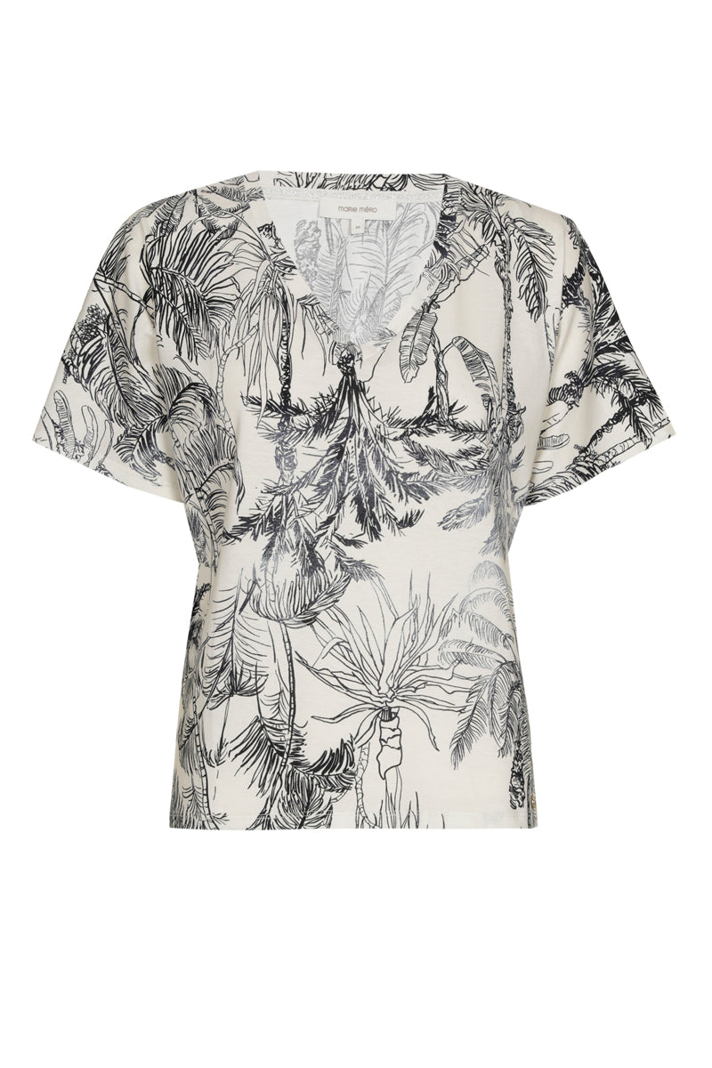 V-neck t-shirt with palm tree print