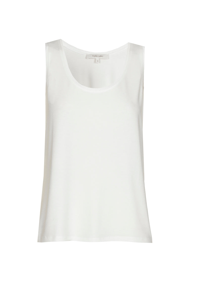 White sleeveless crew neck basic top