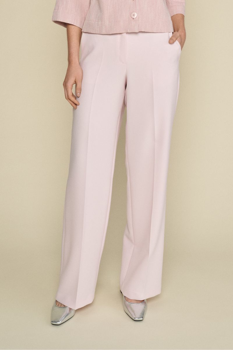 Pantalon droit rose avec  élastique subtil à a taille