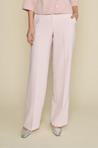 Pink straight-leg trousers with elastic waist