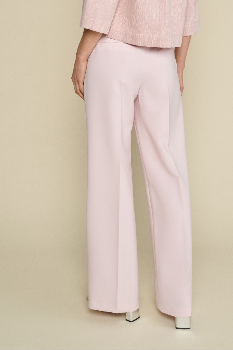 Pink straight-leg trousers with elastic waist