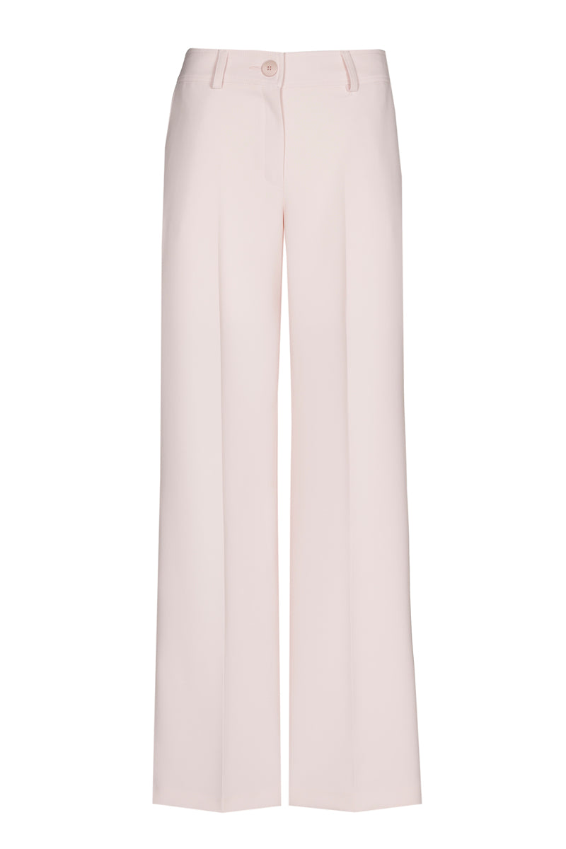 Pink straight-leg trousers with elastic waist