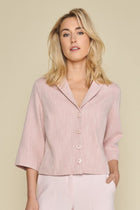 Blazer in roze stof met structuur en stretch