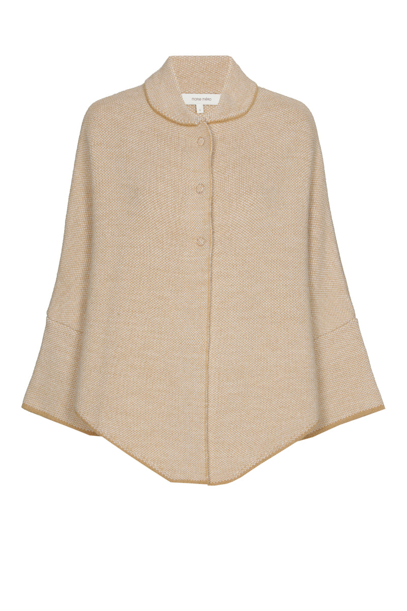 Cape bi-color beige en wit met contrastboordje