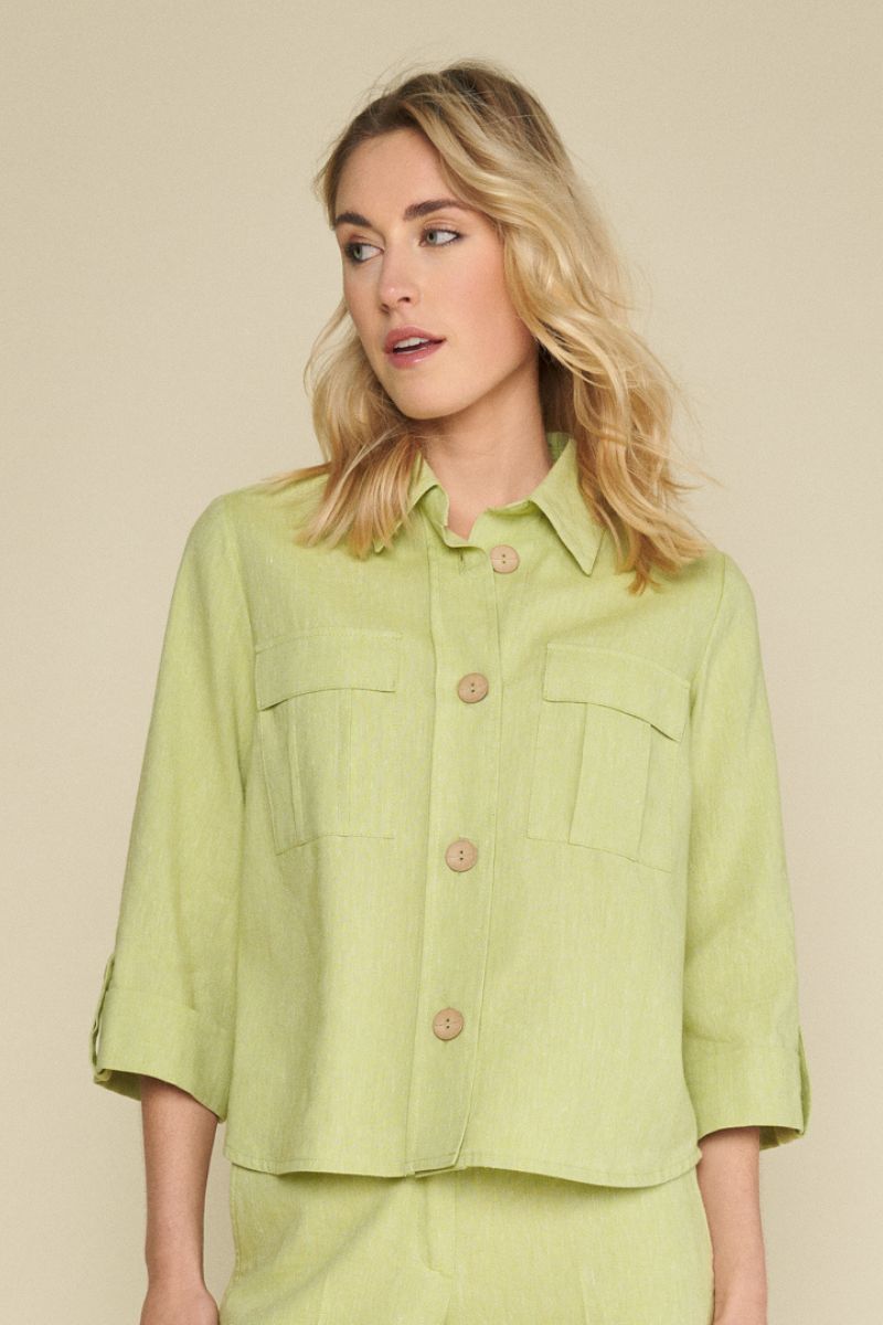 Green blouse jacket in safari style