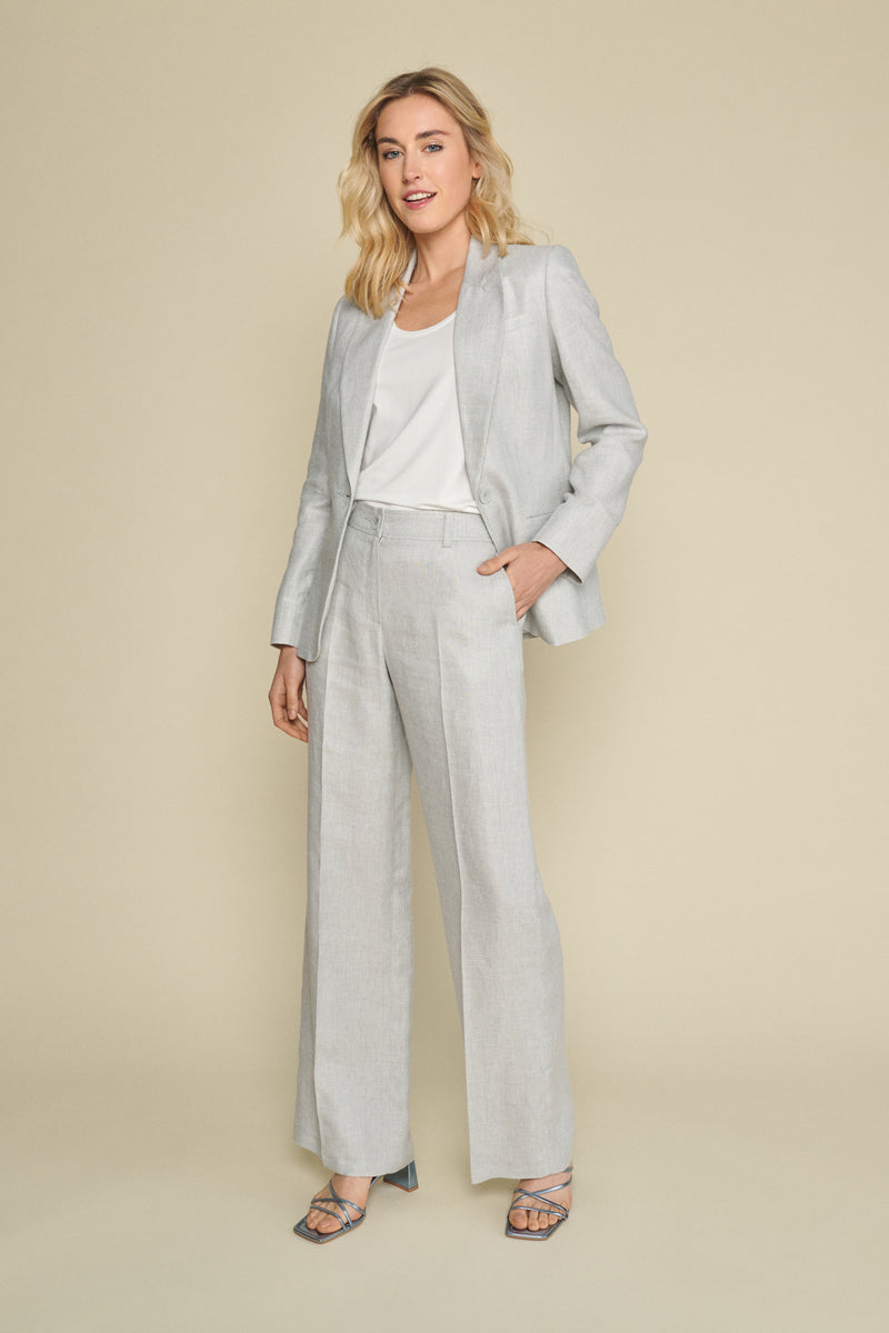 Light grey blazer with notched collar