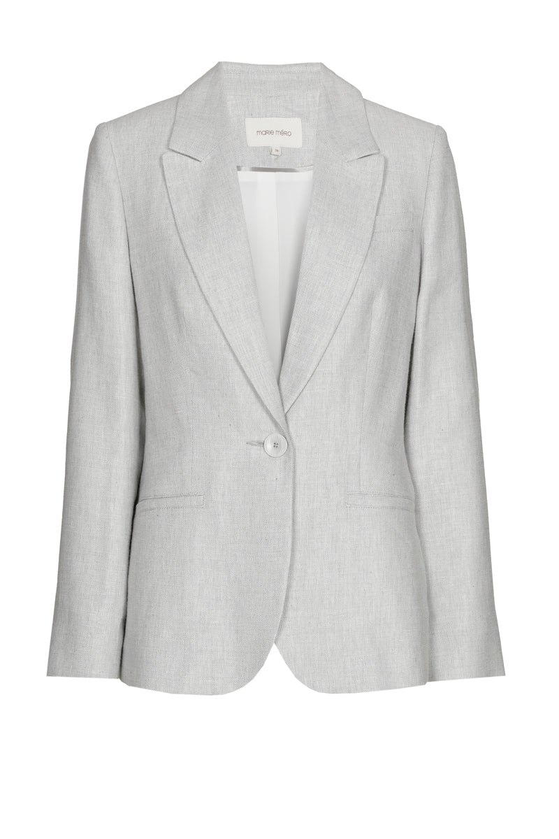 Light grey blazer with notched collar