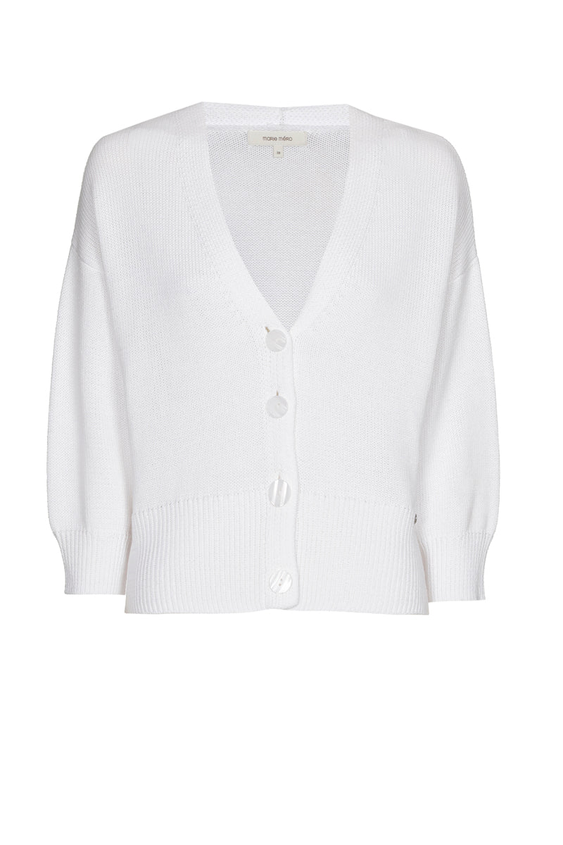 White cotton cardigan with buttons