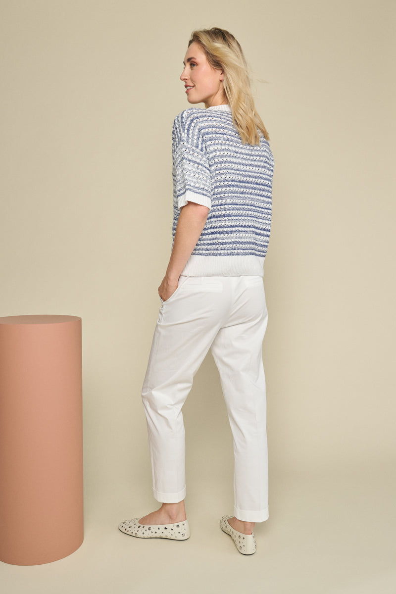 Pantalon blanc en coton et stretch