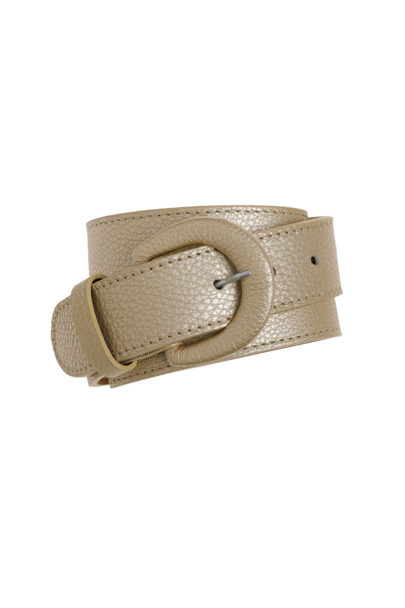 Large leather belt in camel