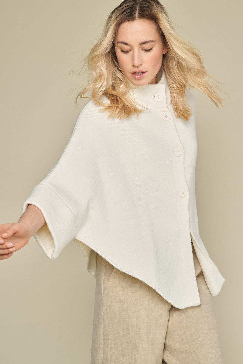 White cape with buttons