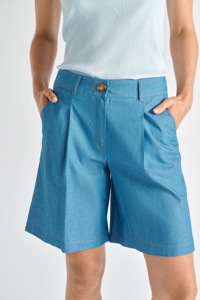 Bermuda bleu en coton 