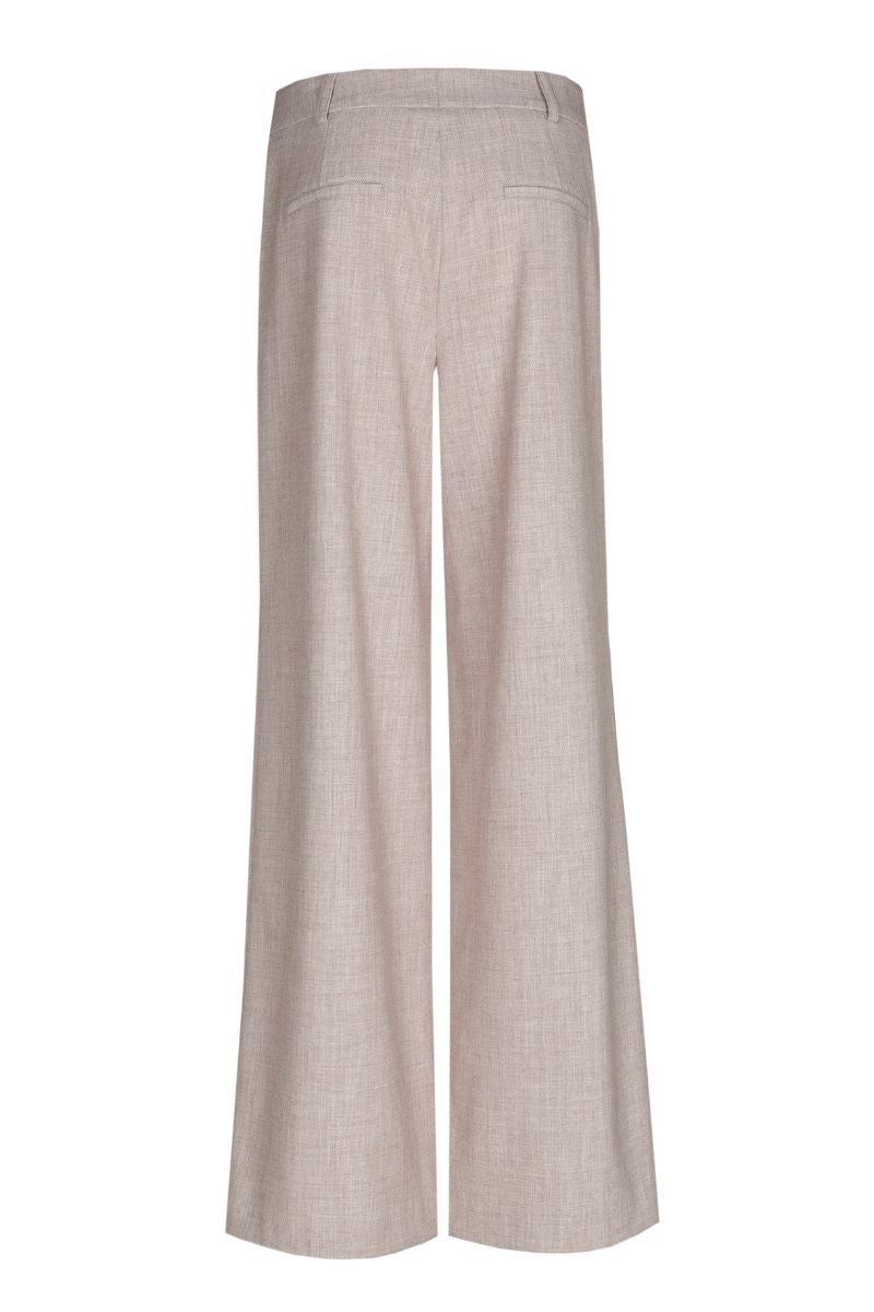 Wijde broek met bandplooi in zacht roze