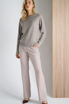Soft pink bootcut trousers