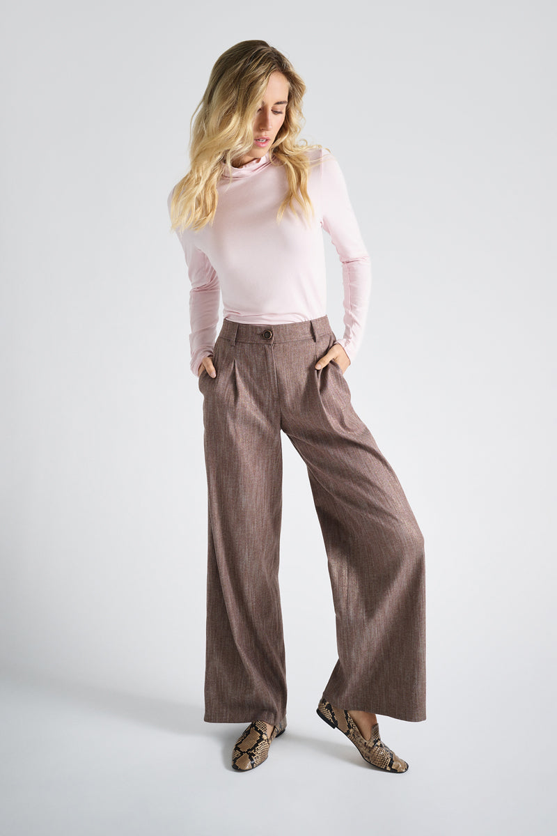 Pantalon ample à plis dans une teinte brun doux