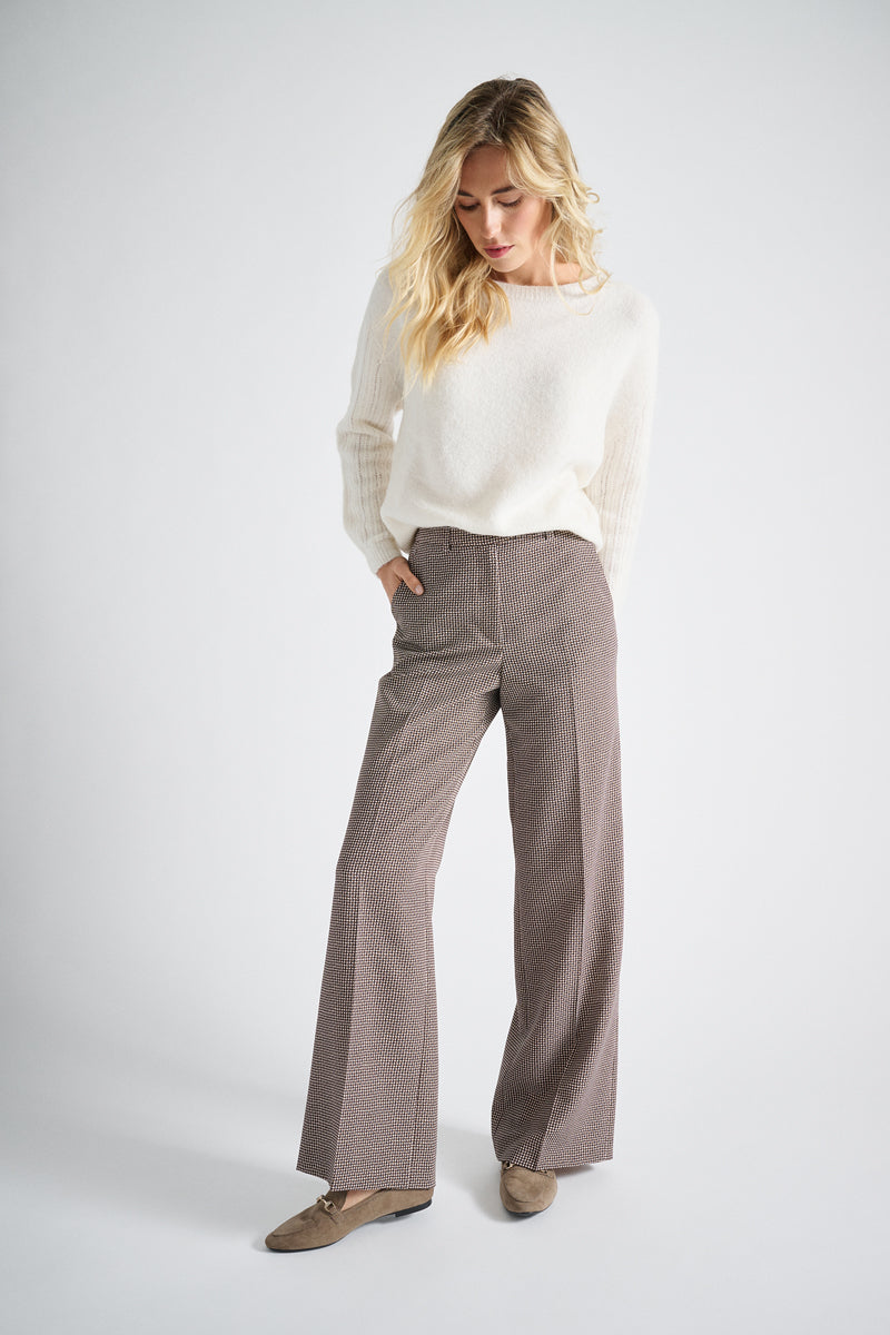 Pantalon à imprimé brun subtil