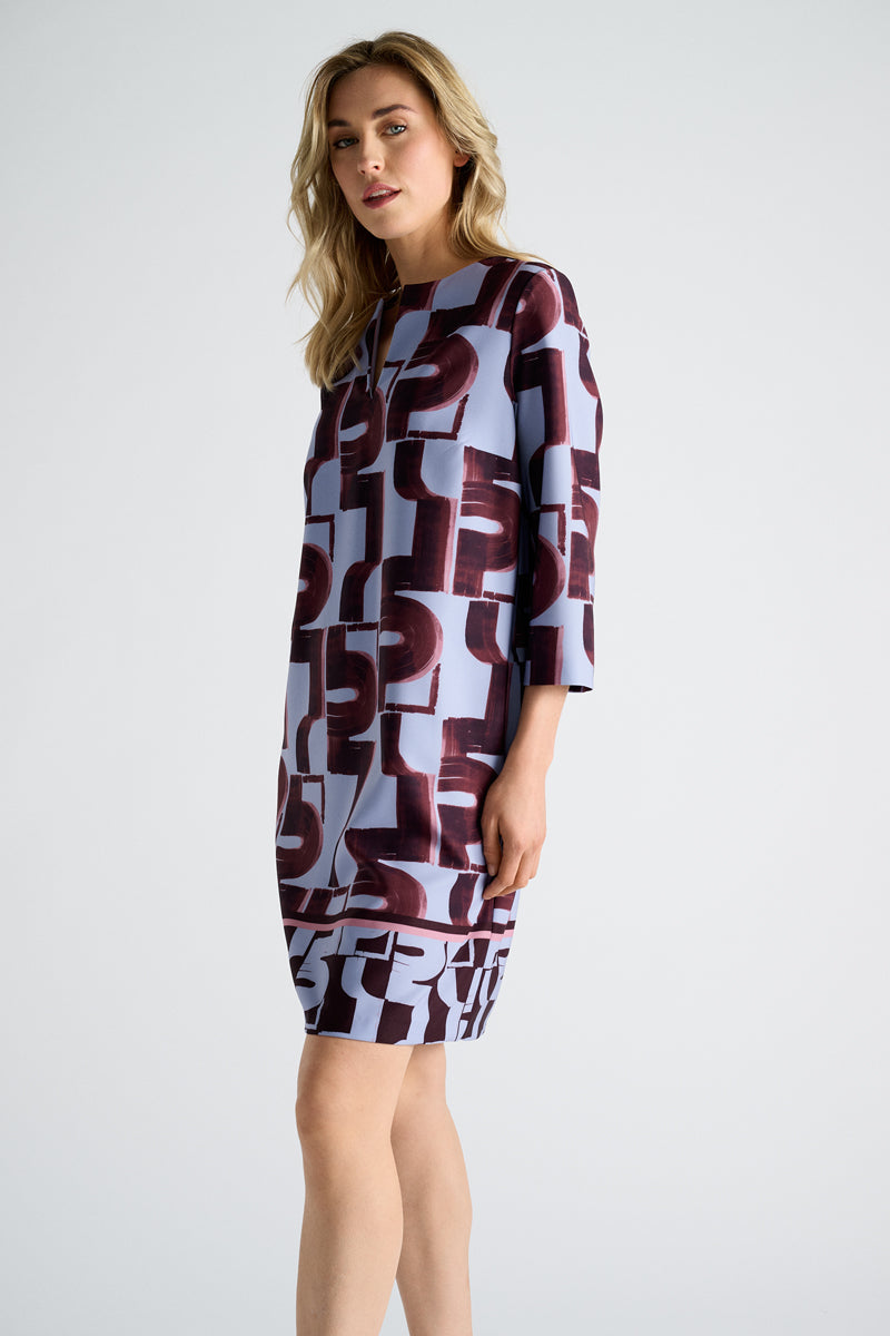 Light blue dress with burgundy print