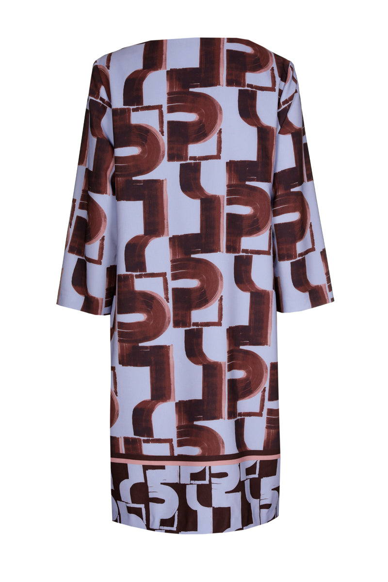 Light blue dress with burgundy print