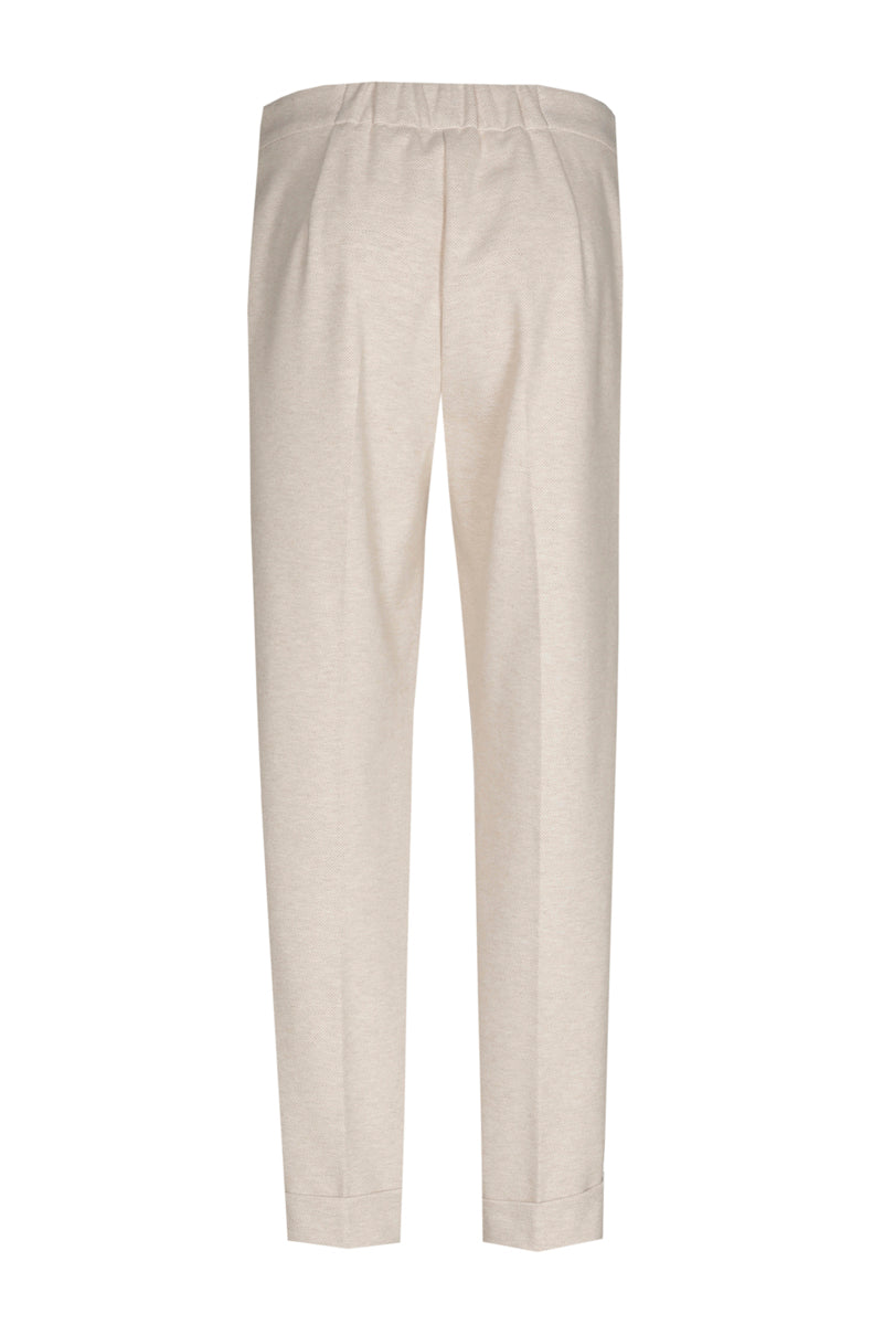 Pantalon écru 7/8 en tissu confort avec élastique au dos