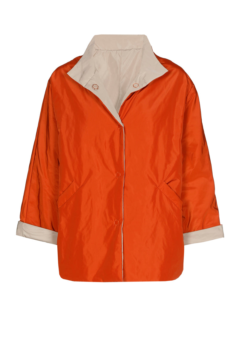 Reversible jacket in orange and beige