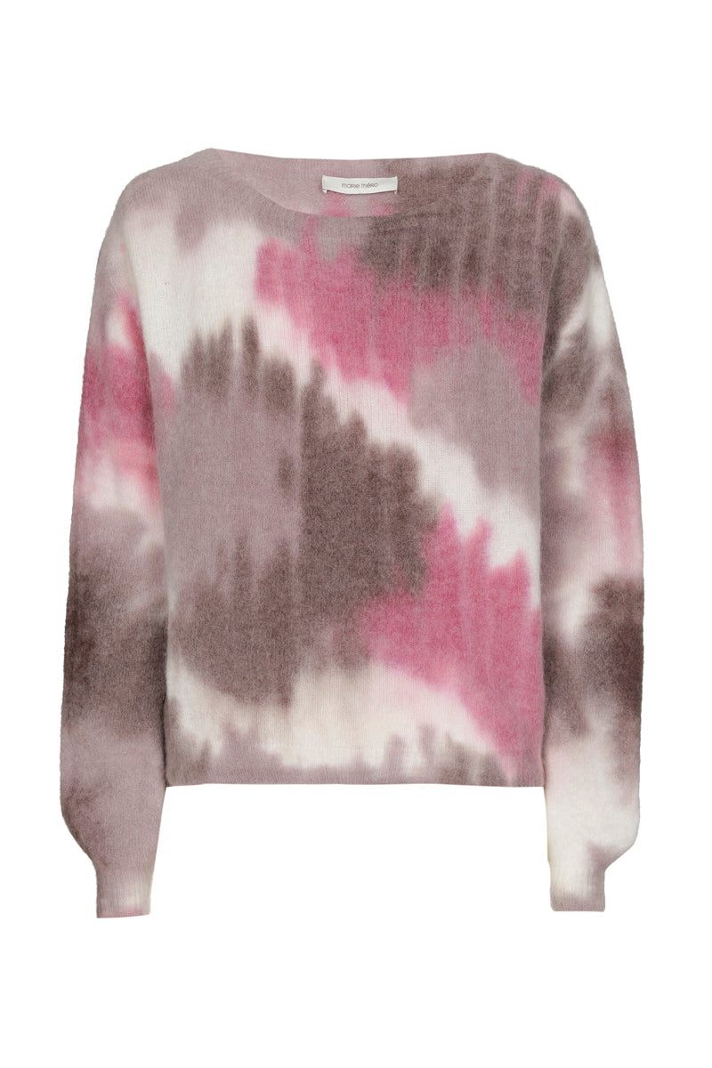 Pull col rond dans les tons violet et fuchsia