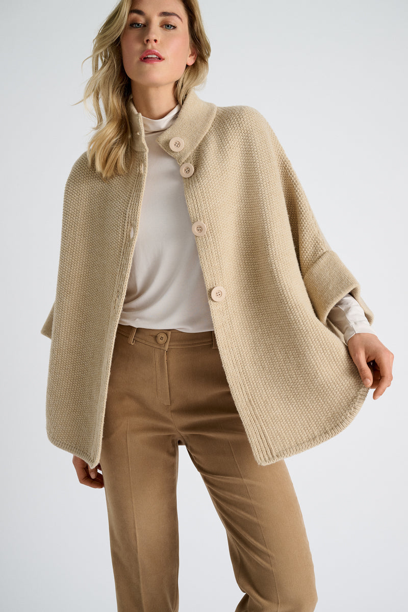 Cape in sand colour with buttons