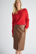 Jupe en cuir couleur camel