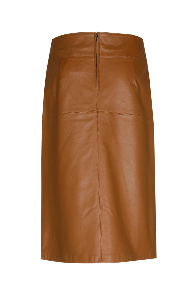 Jupe en cuir couleur camel