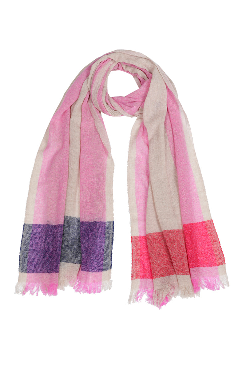 Colourful scarf in cashmere and wool