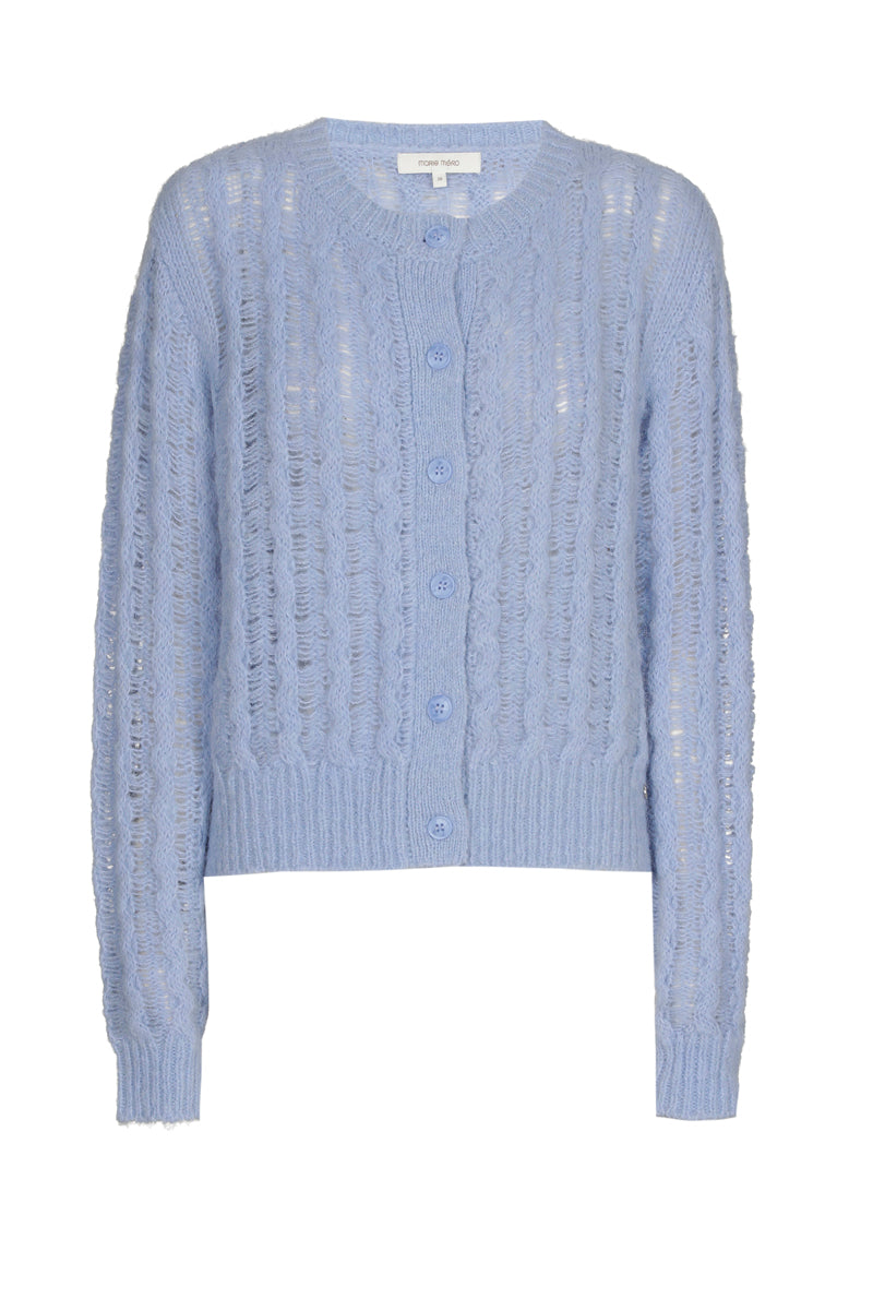 Light blue cardigan with round neck and buttons