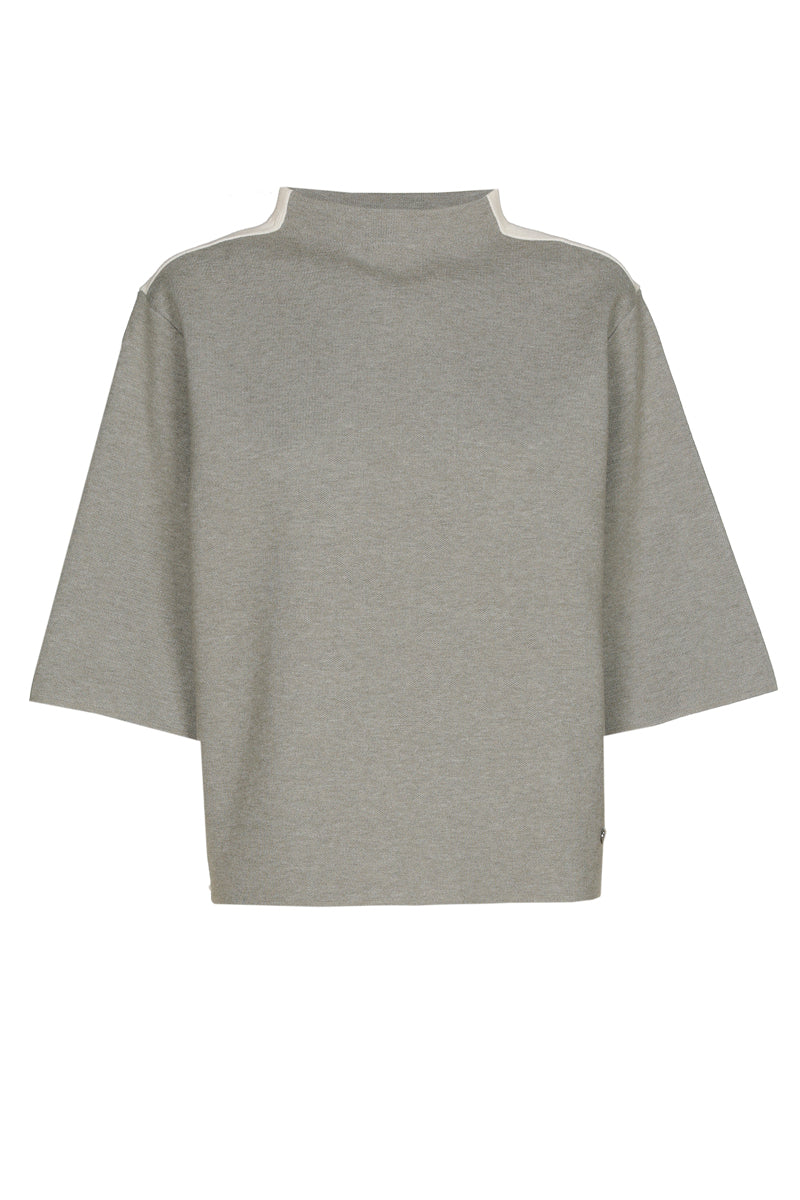 Pull couleur olive avec bords contrastés