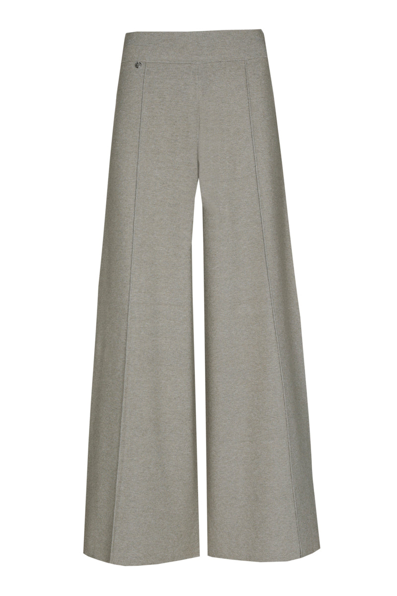 Olijfkleurige wijde broek in jerseystof