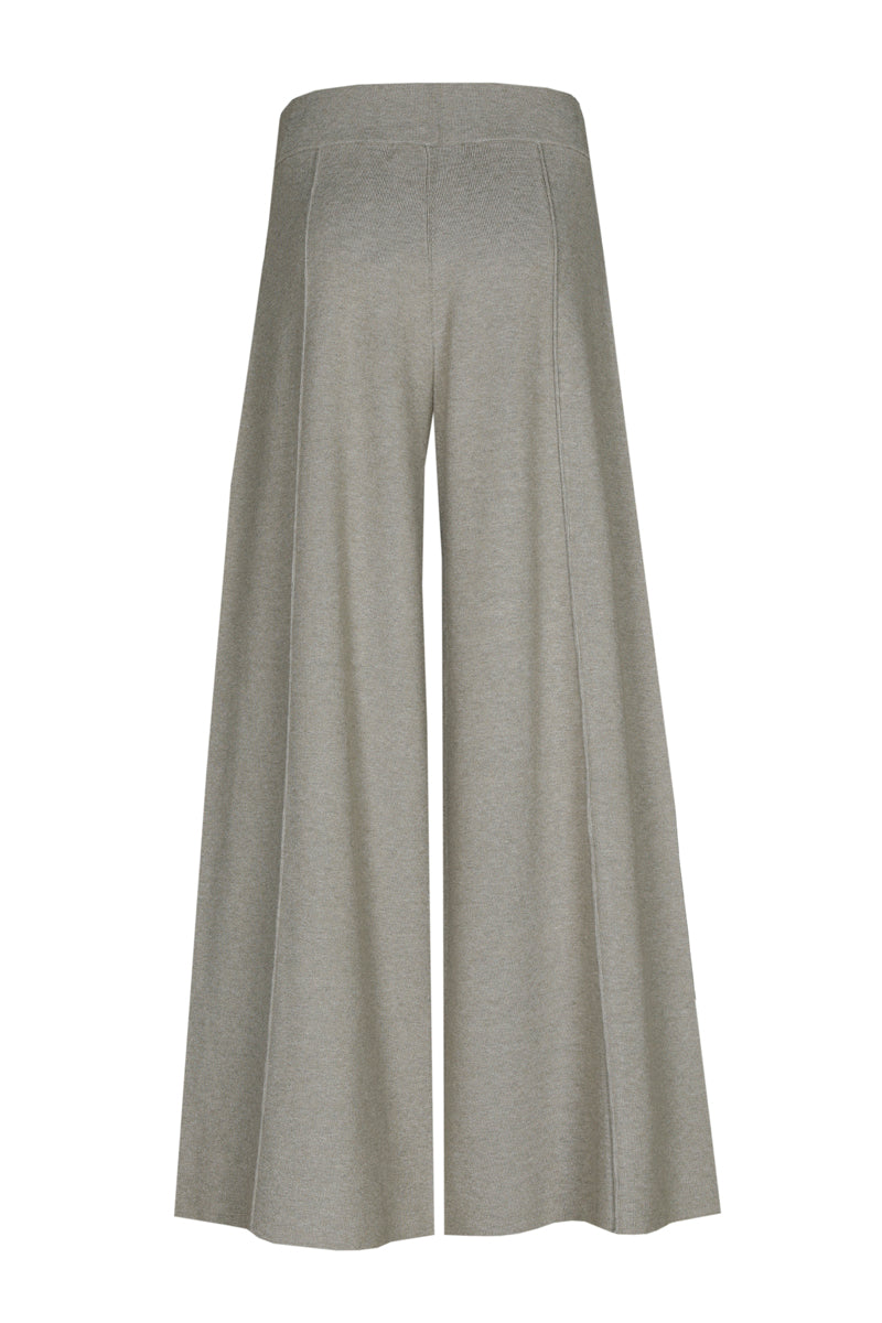 Olijfkleurige wijde broek in jerseystof