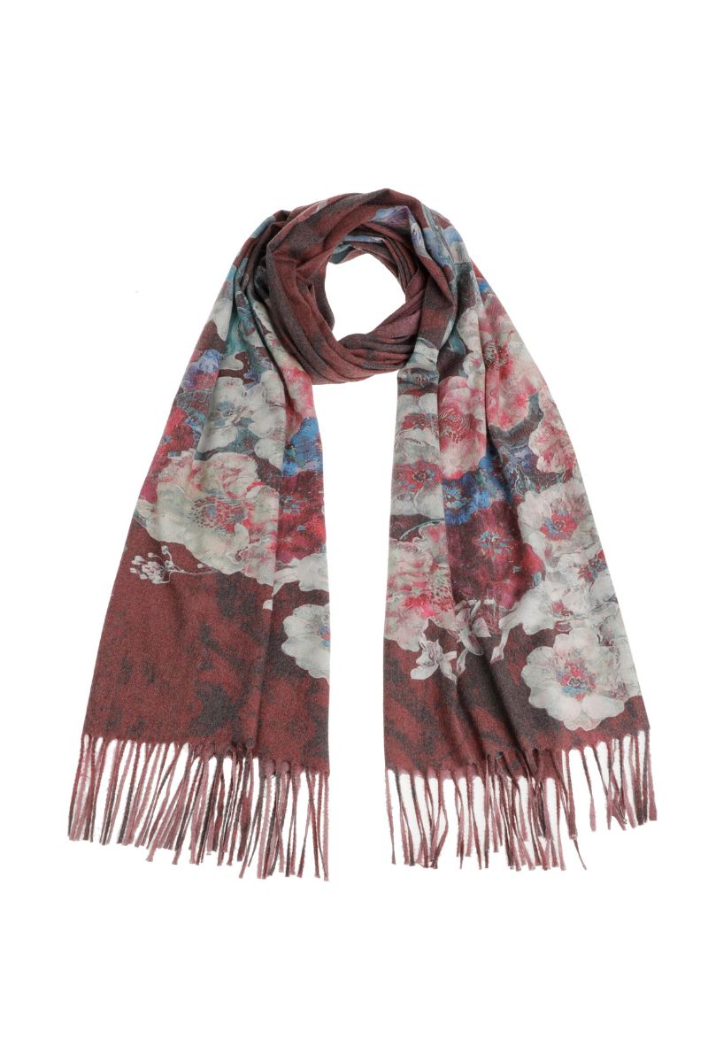 Scarf in burgundy and blue